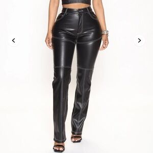 Black faux leather pants